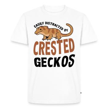 Distracted by Crested Geckos Exotic Animal Lizards - Men's Premium Organic T-Shirt - white - Front - Nico (187cm)