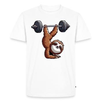 paresseux entraînement barre haltère équilibre gymnase fitness - T-shirt Premium bio Homme - blanc - Devant - Nico (187cm)