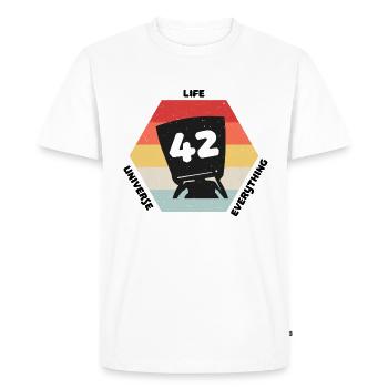 Réponse 42 - T-shirt Premium bio Homme - blanc - Devant - Nico (187cm)