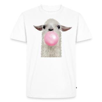 Bubble gum lama - Men's Premium Organic T-Shirt - white - Front - Nico (187cm)