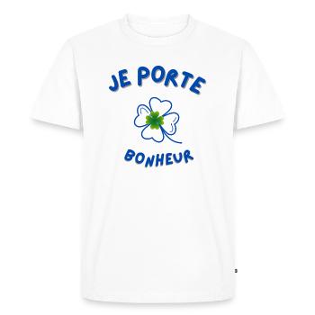 je porte bonheur - T-shirt Premium bio Homme - blanc - Devant - Nico (187cm)