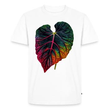 Feuille de caladium colorée fraîche - motif végétal - T-shirt Premium bio Homme - blanc - Devant - Nico (187cm)