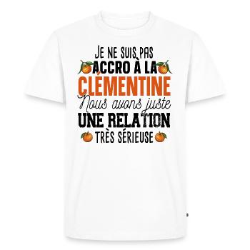 Clémentine Fruit Relation Cadeau Humour Orange - T-shirt Premium bio Homme - blanc - Devant - Nico (187cm)