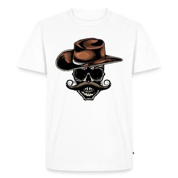 skull skull skull cowboy hat mustache - Men's Premium Organic T-Shirt - white - Front - Nico (187cm)