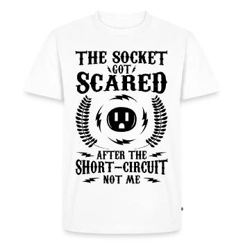 Blague d’électricien - T-shirt Premium bio Homme - blanc - Devant - Nico (187cm)
