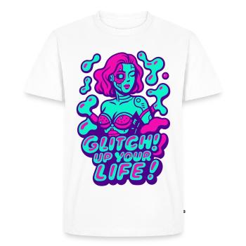 Glitch up your life! Cyborg Woman - Men's Premium Organic T-Shirt - white - Front - Nico (187cm)