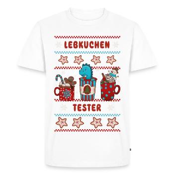 Testeur de pain d’épices de Noël avec dinosaure dinosaure - T-shirt Premium bio Homme - blanc - Devant - Nico (187cm)
