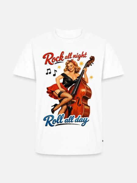 Rockabilly Kontrabass Pin-Up Retro T-Shirt - Männer Premium Bio T-Shirt - Weiß