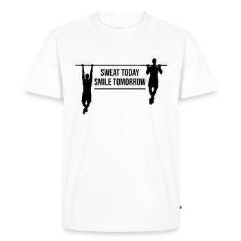 Pull-ups motivant en disant entraînement physique - T-shirt Premium bio Homme - blanc - Devant - Nico (187cm)