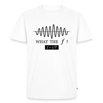 Ce que la formule de fréquence f drôle de physique dit - T-shirt Premium bio Homme - blanc - Devant - Nico (187cm)