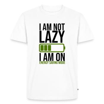 Funny saying laziness - Energy Saving Mode - Men's Premium Organic T-Shirt - white - Front - Nico (187cm)