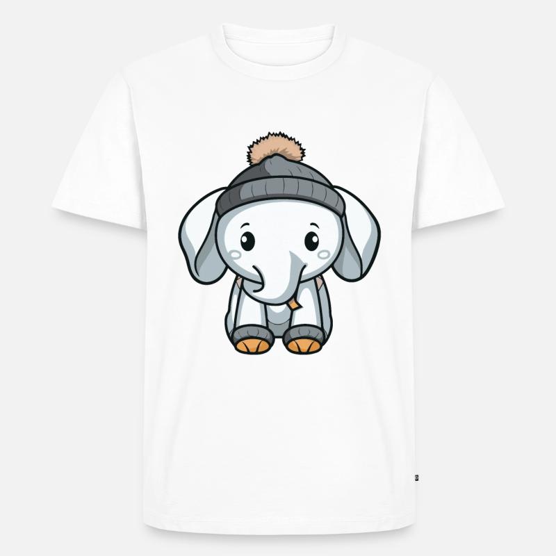 Elefant Winter Comic Niedlich - Männer Premium Bio T-Shirt - Weiß