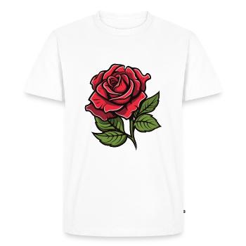 Fleur de rose Amour - T-shirt Premium bio Homme - blanc - Devant - Nico (187cm)