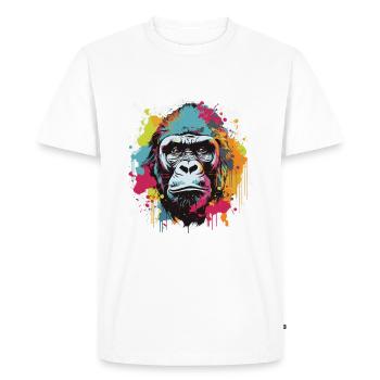 Gorilla Head Portrait Pop Art - Men's Premium Organic T-Shirt - white - Front - Nico (187cm)