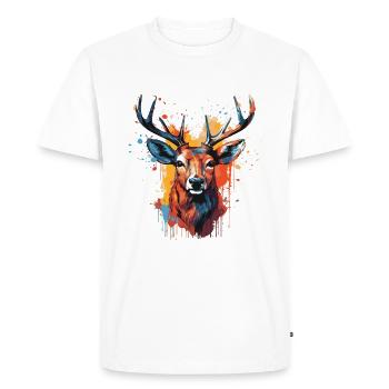 Deer Head Portrait Pop Art - Men's Premium Organic T-Shirt - white - Front - Nico (187cm)