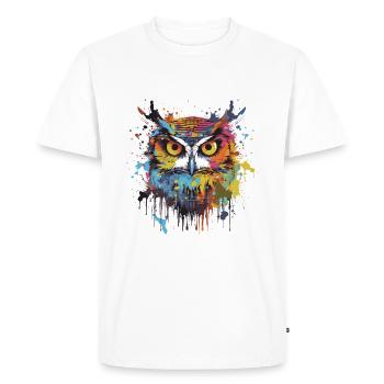 Portrait Tête De Hibou Pop Art - T-shirt Premium bio Homme - blanc - Devant - Nico (187cm)