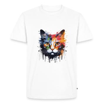 Cat Symbol Head Portrait Pop Art - Men's Premium Organic T-Shirt - white - Front - Nico (187cm)