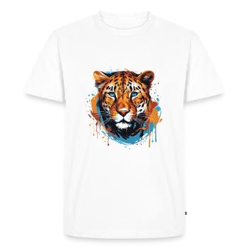 Portrait Tête De Guépard Pop Art - T-shirt Premium bio Homme - blanc - Devant - Nico (187cm)