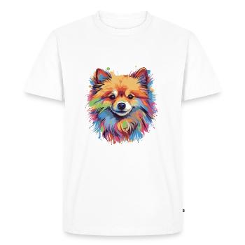 Pomeranian Dog Head Portrait Pop Art - Men's Premium Organic T-Shirt - white - Front - Nico (187cm)
