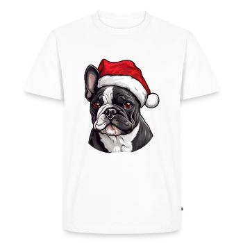 Bouledogue Français Tête de Chien Noël - T-shirt Premium bio Homme - blanc - Devant - Nico (187cm)