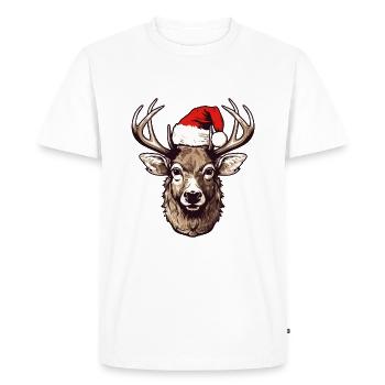 Deer Head Christmas Portrait - Men's Premium Organic T-Shirt - white - Front - Nico (187cm)