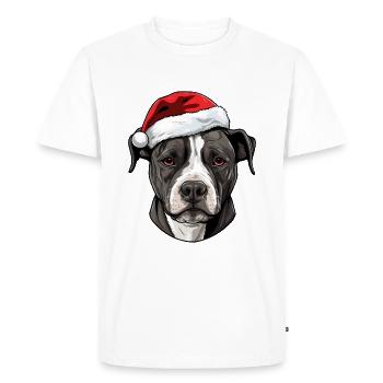Staffordshire Bull Terrier Dog Head Christmas P - Men's Premium Organic T-Shirt - white - Front - Nico (187cm)
