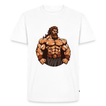 Entraînement Musculation Gym Muscles Musculation - T-shirt Premium bio Homme - blanc - Devant - Nico (187cm)