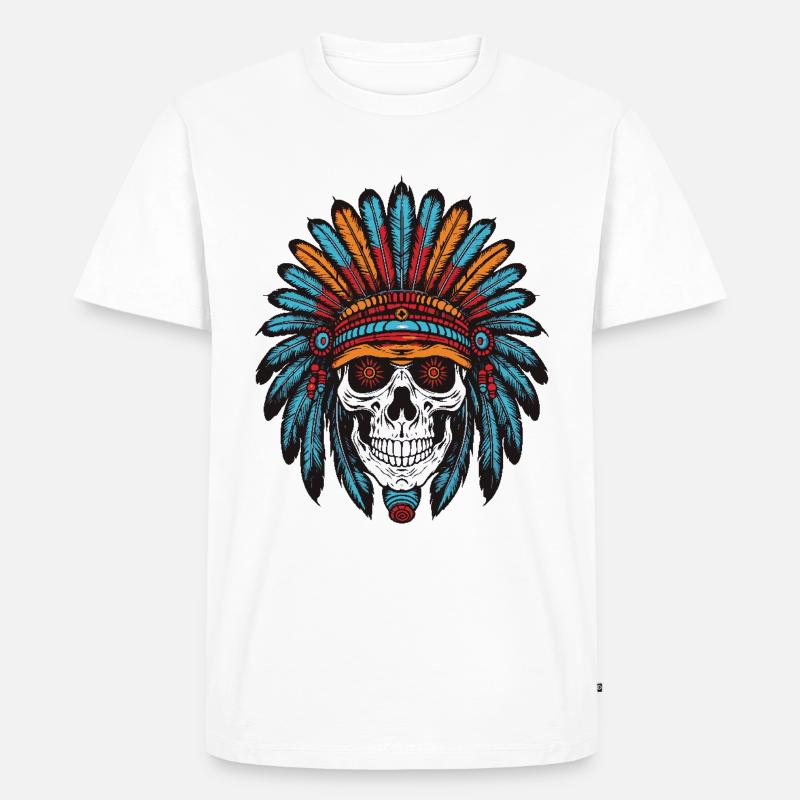 Apache Indianer Häuptling Totenkopf - Männer Premium Bio T-Shirt - Weiß