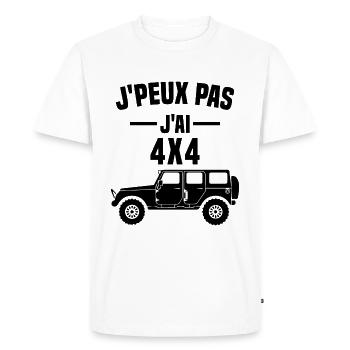 Je peux pas j ai 4X4 - T-shirt Premium bio Homme - blanc - Devant - Nico (187cm)