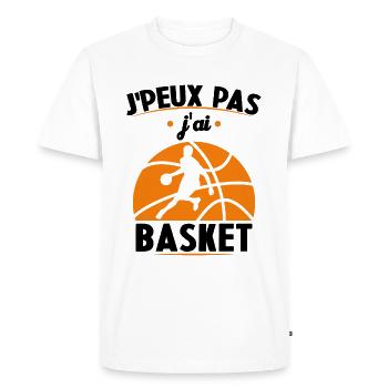 J'peux pas j'ai basket - T-shirt Premium bio Homme - blanc - Devant - Nico (187cm)