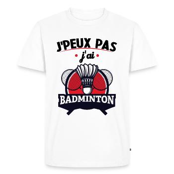 Je Peux Pas J'ai Badminton - T-shirt Premium bio Homme - blanc - Devant - Nico (187cm)