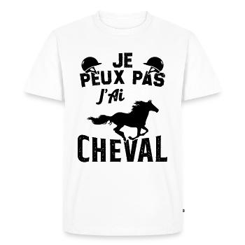 je peux pas jai cheval - T-shirt Premium bio Homme - blanc - Devant - Nico (187cm)