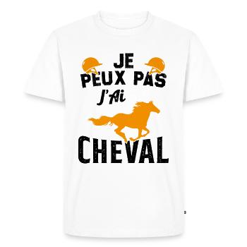 je peux pas jai cheval - T-shirt Premium bio Homme - blanc - Devant - Nico (187cm)