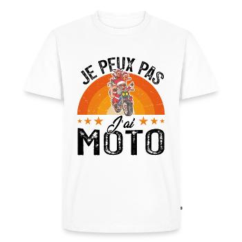 Je peux pas j ai moto - T-shirt Premium bio Homme - blanc - Devant - Nico (187cm)
