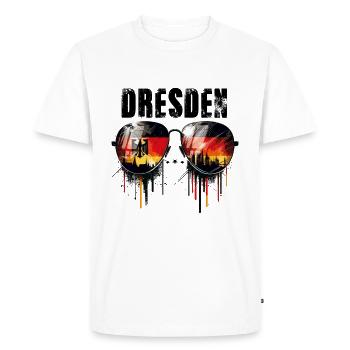 Dresden Sunglasses Design with German Flag - Men's Premium Organic T-Shirt - white - Front - Nico (187cm)