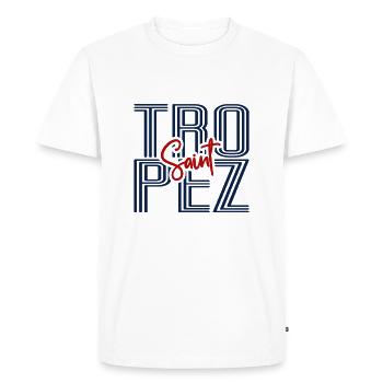Saint Tropez Moderne Côtier Chic Typographie Design - T-shirt Premium bio Homme - blanc - Devant - Nico (187cm)