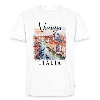Venise Italie Aquarelle Art Venise Canal Design - T-shirt Premium bio Homme - blanc - Devant - Nico (187cm)
