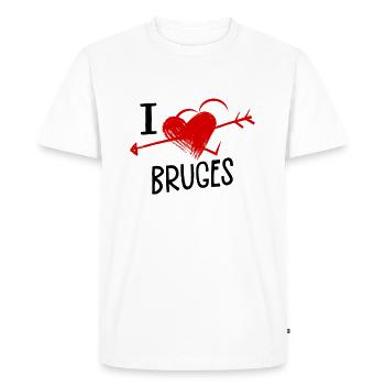 I Love Bruges Herz und Pfeil Stadt Liebe Souvenir - Men's Premium Organic T-Shirt - white - Front - Nico (187cm)