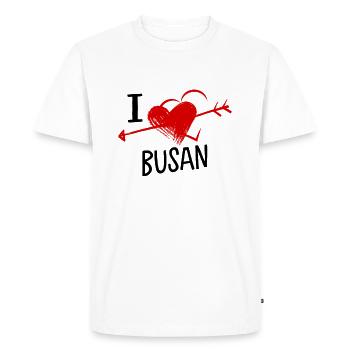I Love Busan Herz und Pfeil Stadt Liebe Souvenir - Men's Premium Organic T-Shirt - white - Front - Nico (187cm)