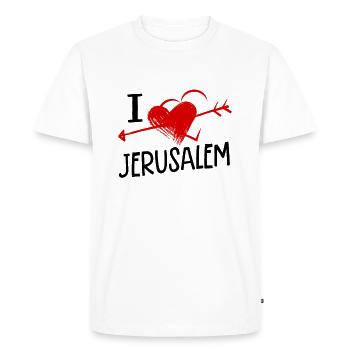 I Love Jerusalem Herz und Pfeil Stadt Liebe - Men's Premium Organic T-Shirt - white - Front - Nico (187cm)