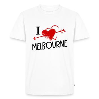 I Love Melbourne Herz und Pfeil Stadt Liebe - Men's Premium Organic T-Shirt - white - Front - Nico (187cm)