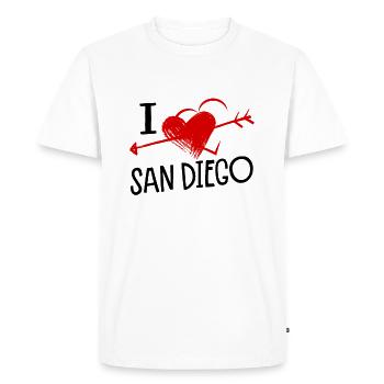 I Love San Diego Herz und Pfeil Stadt Liebe - Men's Premium Organic T-Shirt - white - Front - Nico (187cm)
