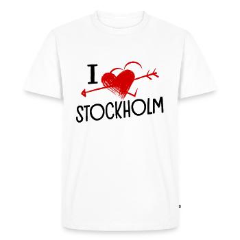 J’aime Stockholm Herz und Pfeil Stadt Liebe - T-shirt Premium bio Homme - blanc - Devant - Nico (187cm)