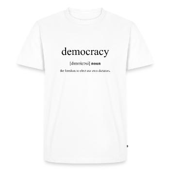 Démocratie (Demokratie) Définition Dictionnaire - T-shirt Premium bio Homme - blanc - Devant - Nico (187cm)