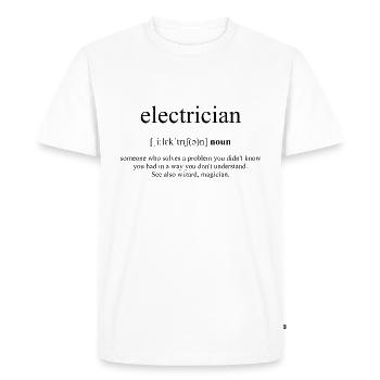 Dictionnaire des définitions d'électricien - T-shirt Premium bio Homme - blanc - Devant - Nico (187cm)