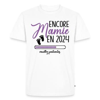 Encore Mamie 2024 Cadeau Future Grand Mère - T-shirt Premium bio Homme - blanc - Devant - Nico (187cm)