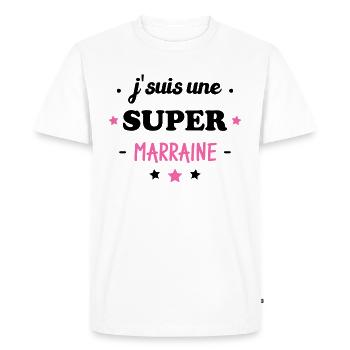 J'suis une super marraine - T-shirt Premium bio Homme - blanc - Devant - Nico (187cm)