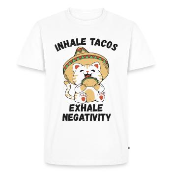 Inhalez des tacos, expirez la négativité - T-shirt Premium bio Homme - blanc - Devant - Nico (187cm)