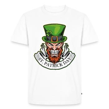 Sourire le jour de la Saint-Patrick - T-shirt Premium bio Homme - blanc - Devant - Nico (187cm)
