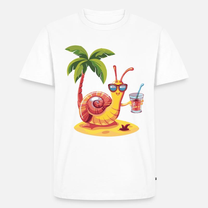Schnecke Sommer Strand Comic - Männer Premium Bio T-Shirt - Weiß